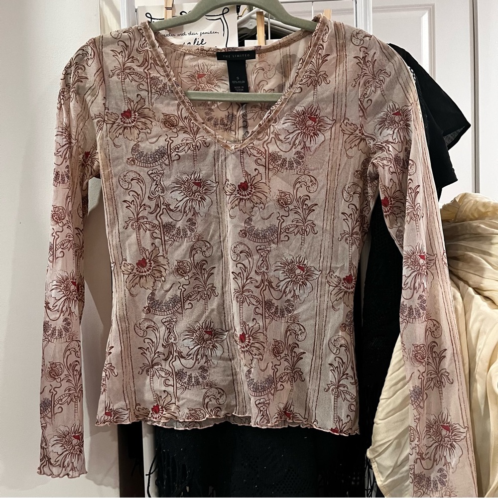 y2k pattern mesh top